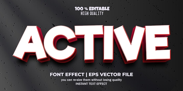 Vector efecto de texto editable activo