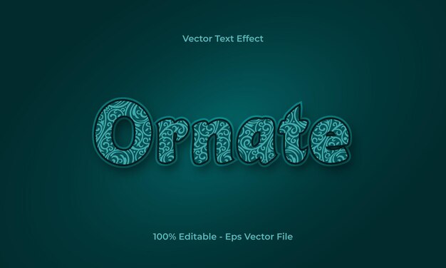 Efecto de texto editable adornado con patrón ornamental