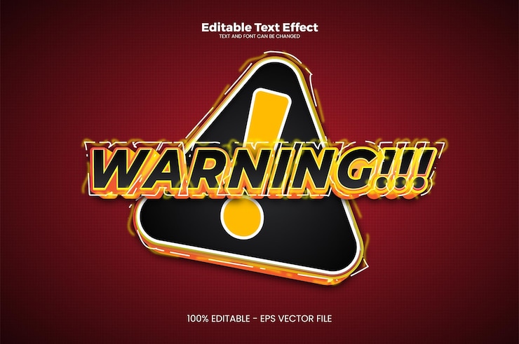 Vector efecto de texto editable de advertencia en estilo de tendencia moderna