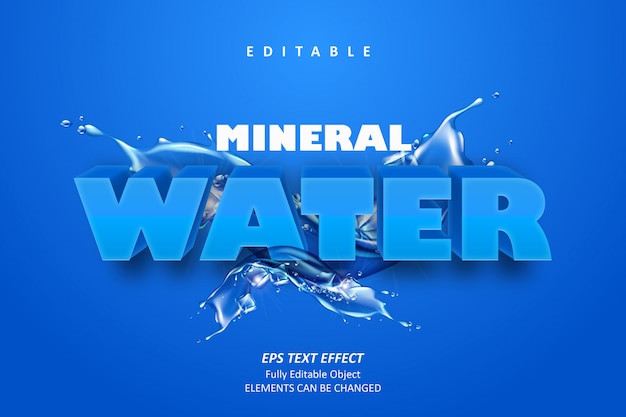 efecto de texto editable de agua mineral
