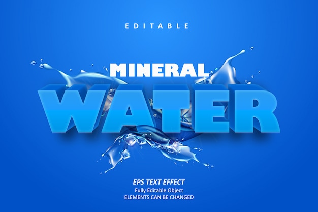 Efecto de texto editable de agua mineral