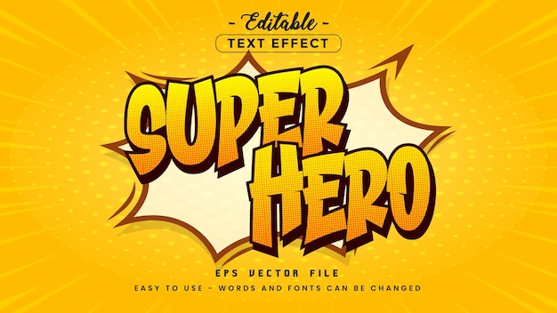Efecto de texto editable al estilo de los dibujos animados de superhéroes
