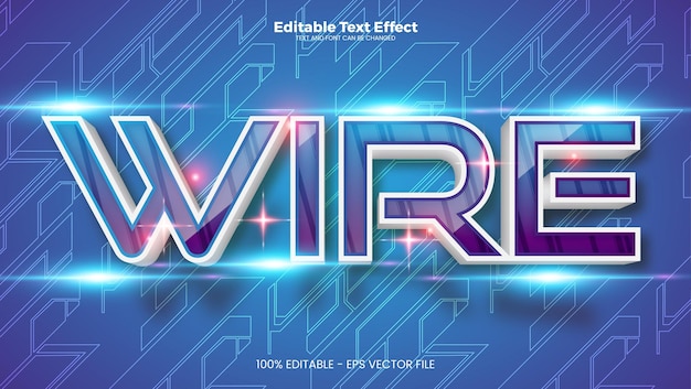 Efecto de texto editable con alambre en el estilo de la tendencia moderna