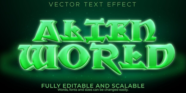 Efecto de texto editable alien, espacio 3d y estilo de fuente ovni