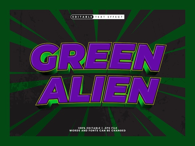Vector efecto de texto editable alienígena verde