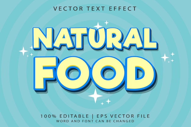 Efecto de texto editable Alimentos naturales 3d Vector premium de estilo de plantilla de dibujos animados