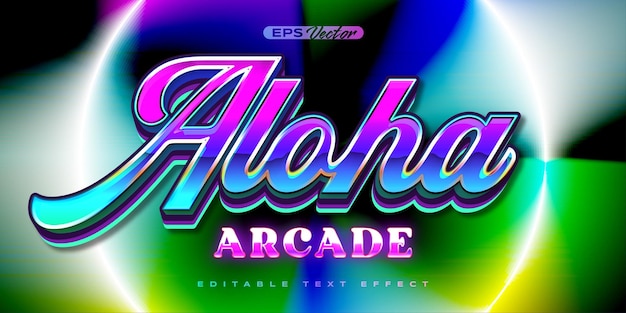 Efecto de texto editable aloha arcade de los 80 tema de regreso al futuro