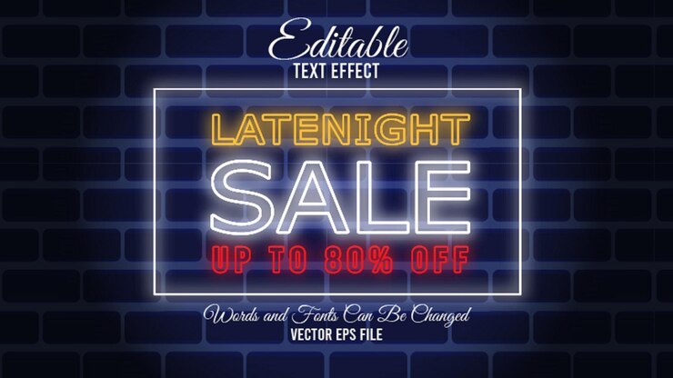 Vector efecto de texto editable a altas horas de la noche