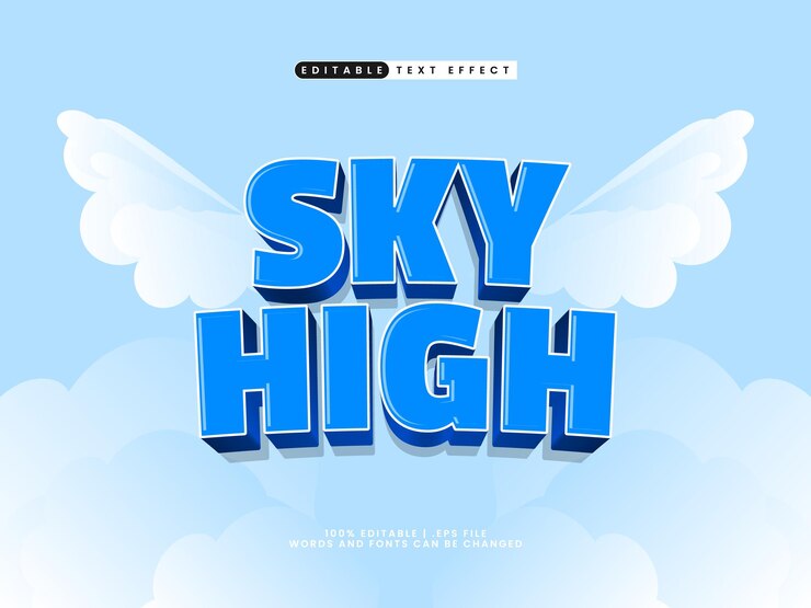 Vector efecto de texto editable de alto cielo