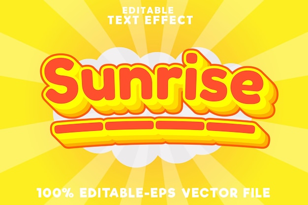 Efecto de texto editable amanecer con estilo moderno y simple.