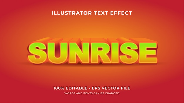 Vector efecto de texto editable amanecer