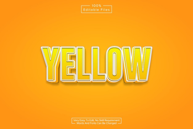 Efecto de texto editable amarillo 3D