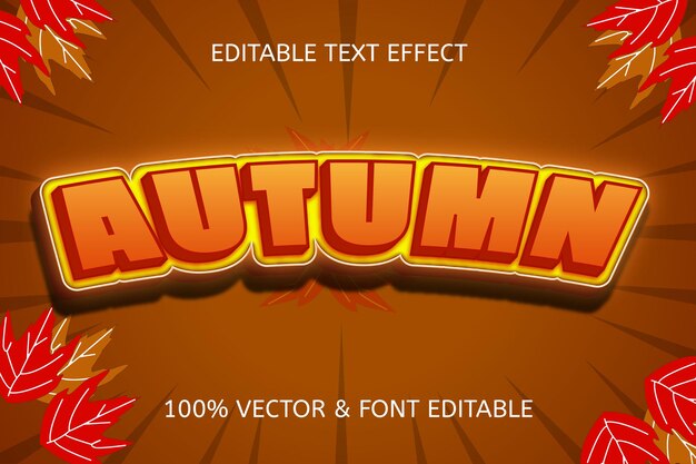 Vector efecto de texto editable amarillo marrón color otoño