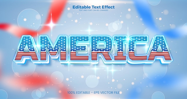Efecto de texto editable de América en estilo de tendencia moderna.