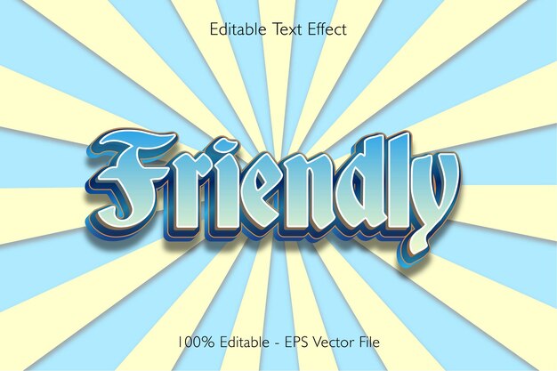 Efecto de texto editable amigable Diseño de estilo plano en relieve 3d