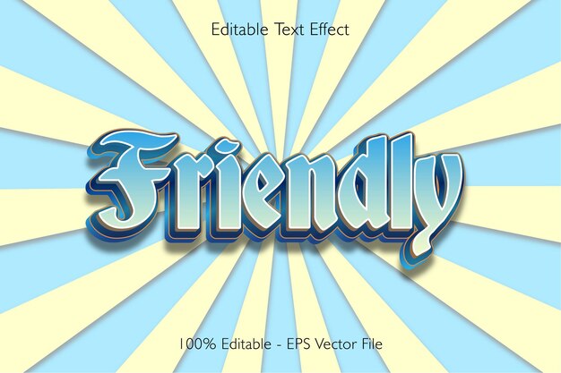 Efecto de texto editable amigable diseño de estilo plano en relieve 3d