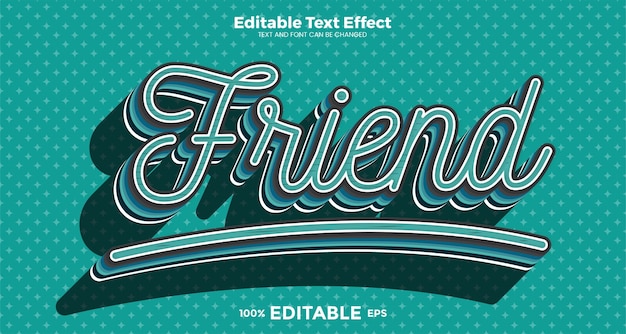 Efecto de texto editable amigo en estilo de tendencia moderna