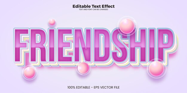 Efecto de texto editable de amistad en estilo de tendencia moderna