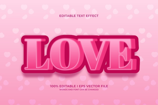 efecto de texto editable amor 3d