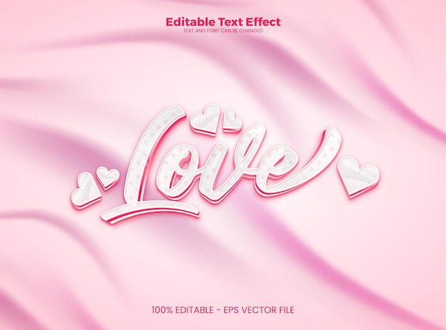 Efecto de texto editable de amor plantilla de efecto de texto 3d