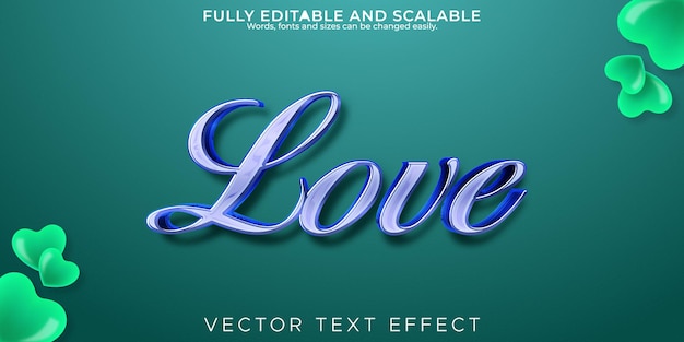 Efecto de texto editable amor romance 3d y estilo de fuente de amor