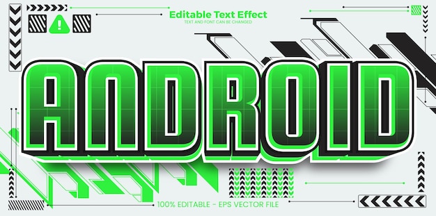 Efecto de texto editable para Android en el estilo de la tendencia cibernética moderna