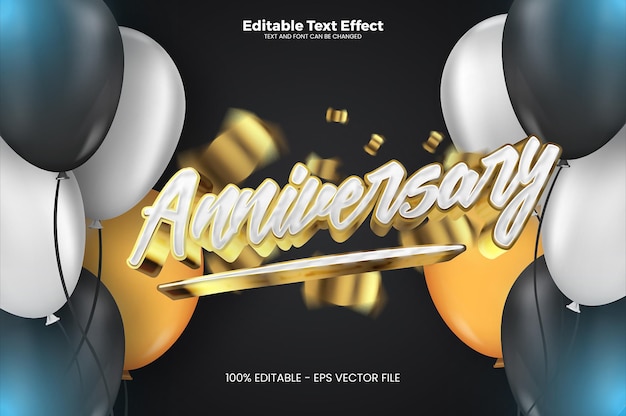 Efecto de texto editable de aniversario en estilo de tendencia moderna