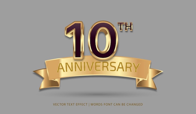 Vector efecto de texto editable de aniversario de plantilla de texto 3d de vector premium