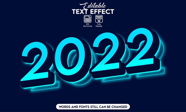 Efecto de texto editable año nuevo 2022