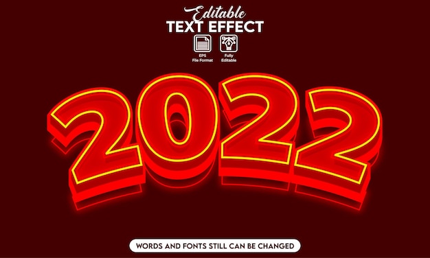 Efecto de texto editable año nuevo 2022