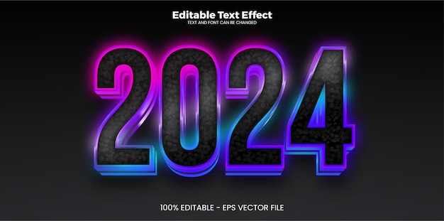 Efecto de texto editable de Año Nuevo 2024 en estilo de tendencia moderna
