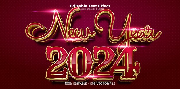 Efecto de texto editable de Año Nuevo 2024 en estilo de tendencia moderna