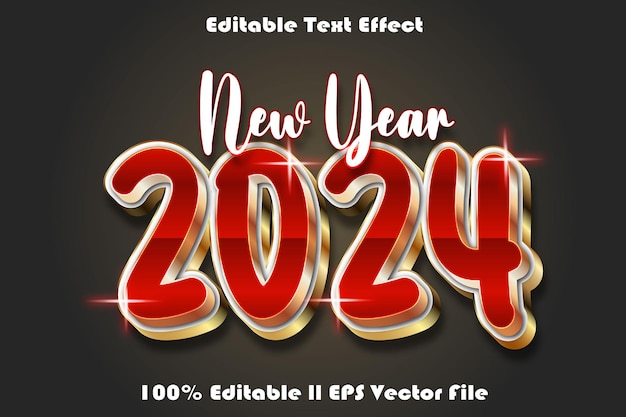 Efecto de texto editable de año nuevo 2024