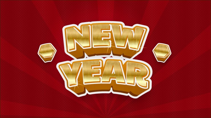 Vector efecto de texto editable para el año nuevo 2025 en estilo de tendencia moderna de fondo dorado y rojo
