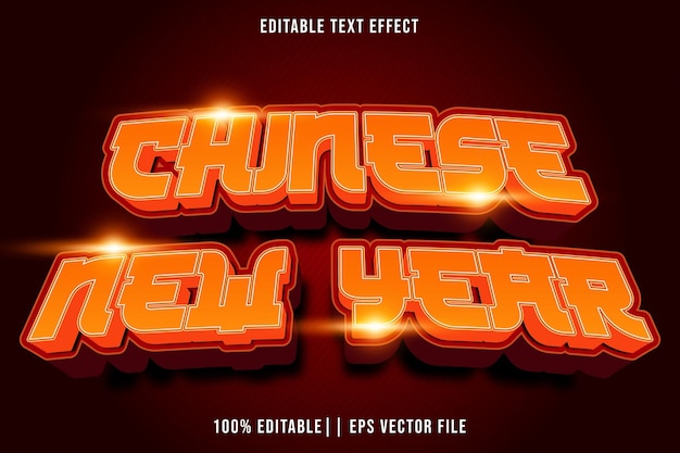 Efecto de texto editable para el Año Nuevo Chino Estilo de gradiente 3D