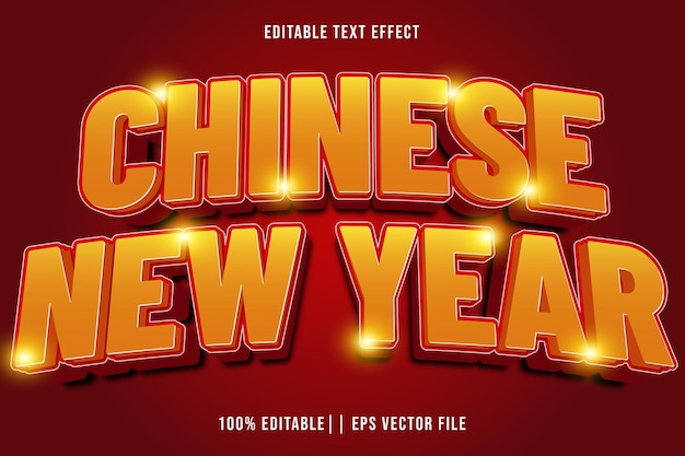 Efecto de texto editable para el Año Nuevo Chino Estilo de gradiente 3D