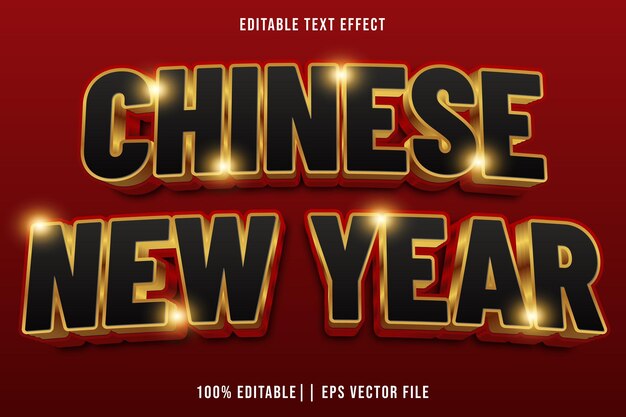 Efecto de texto editable para el Año Nuevo Chino Estilo de gradiente 3D