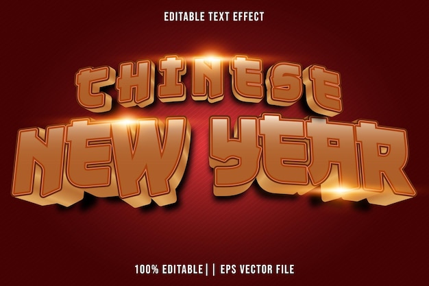 Efecto de texto editable para el Año Nuevo Chino Estilo de gradiente 3D