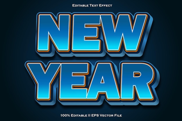Efecto de texto editable para el Año Nuevo Estilo de gradiente en relieve 3D