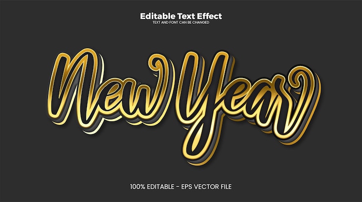 Vector efecto de texto editable de año nuevo en estilo de tendencia moderna