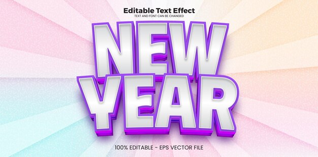 Efecto de texto editable de año nuevo en estilo de tendencia moderna