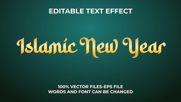 Efecto de texto editable año nuevo islámico moderno, estilo de fuente minimalista y creativo en 3d