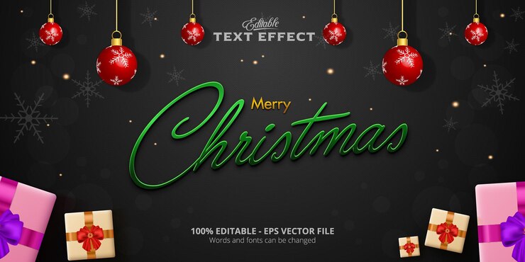 Vector efecto de texto editable de año nuevo, texto de feliz navidad