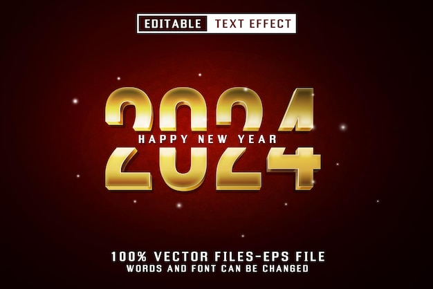 Vector efecto de texto editable para el año nuevo