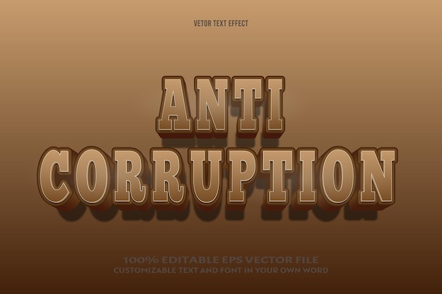 Efecto de texto editable anticorrupción estilo cómic en relieve tridimensional