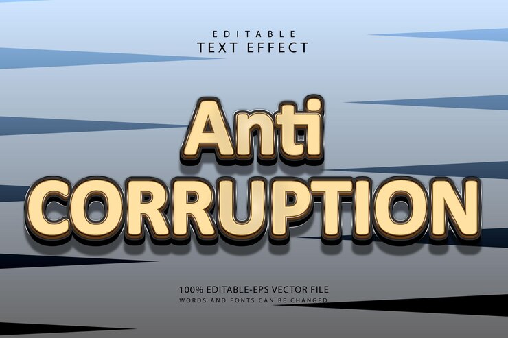 Vector efecto de texto editable anticorrupción estilo moderno en relieve en 3 dimensiones