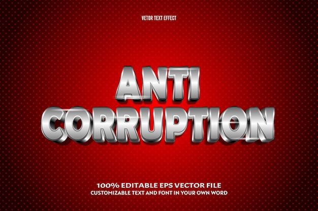 Efecto de texto editable anticorrupción Estilo moderno en relieve en 3 dimensiones