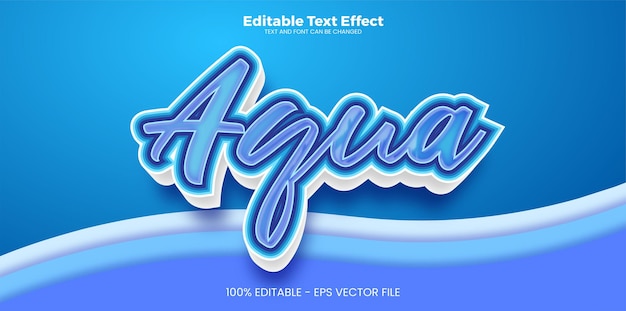 Vector efecto de texto editable aqua en estilo de tendencia moderna.