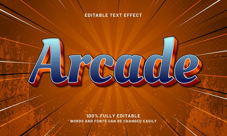 Vector efecto de texto editable de arcade con un estilo de texto retro y vintage