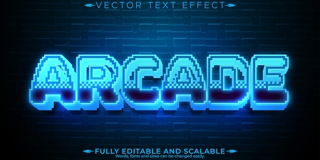 Efecto de texto editable de arcade juego editable y estilo de texto retro